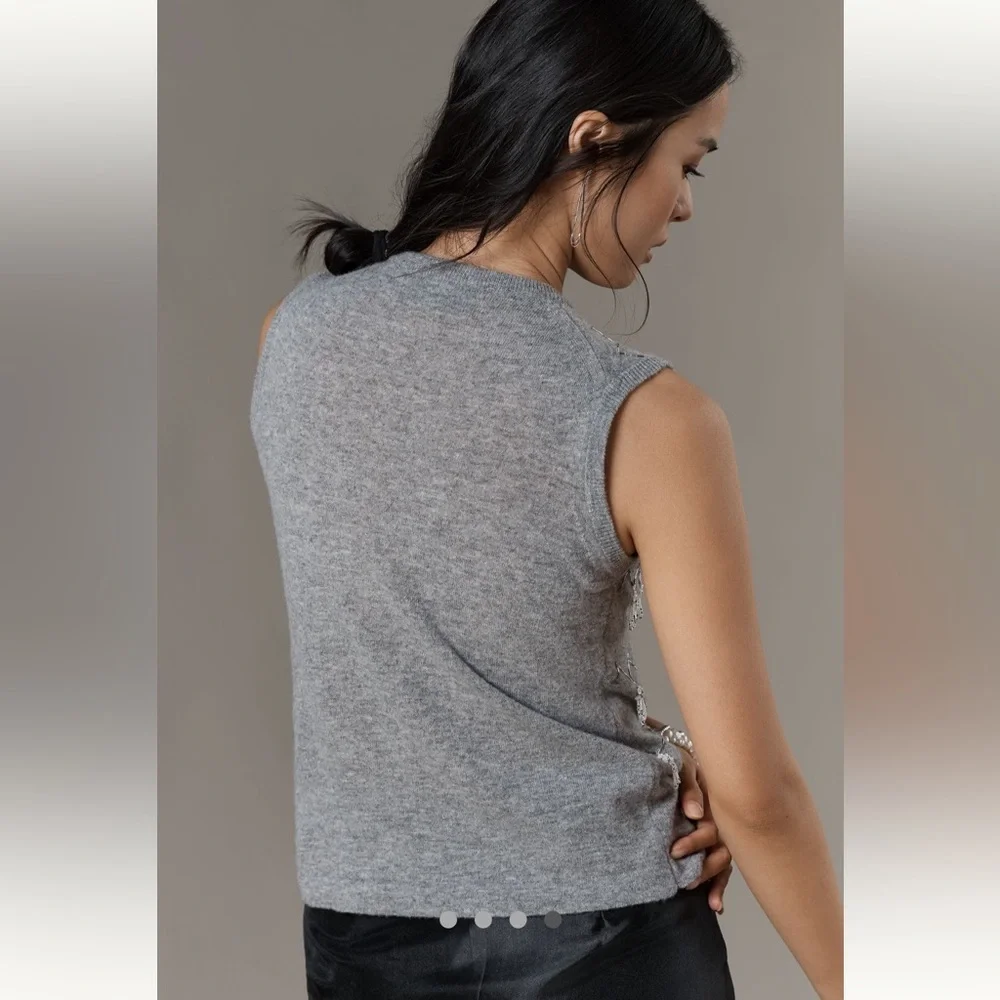 100% Wool Beatrice .b NWT  Parks Embellished Wool Sweater Vest Made in Italy S. - Picture 6 of 9